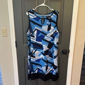 Blue Geometric Midi Dress